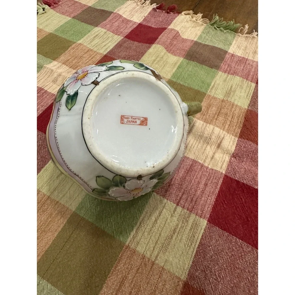 Vintage Hand Painted Japan Porcelain Creamer Pitcher Floral Landscape Scenic